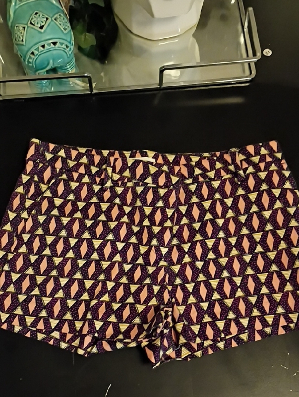 H&M High Waist Geometric Print Shorts in Purple and Pink
